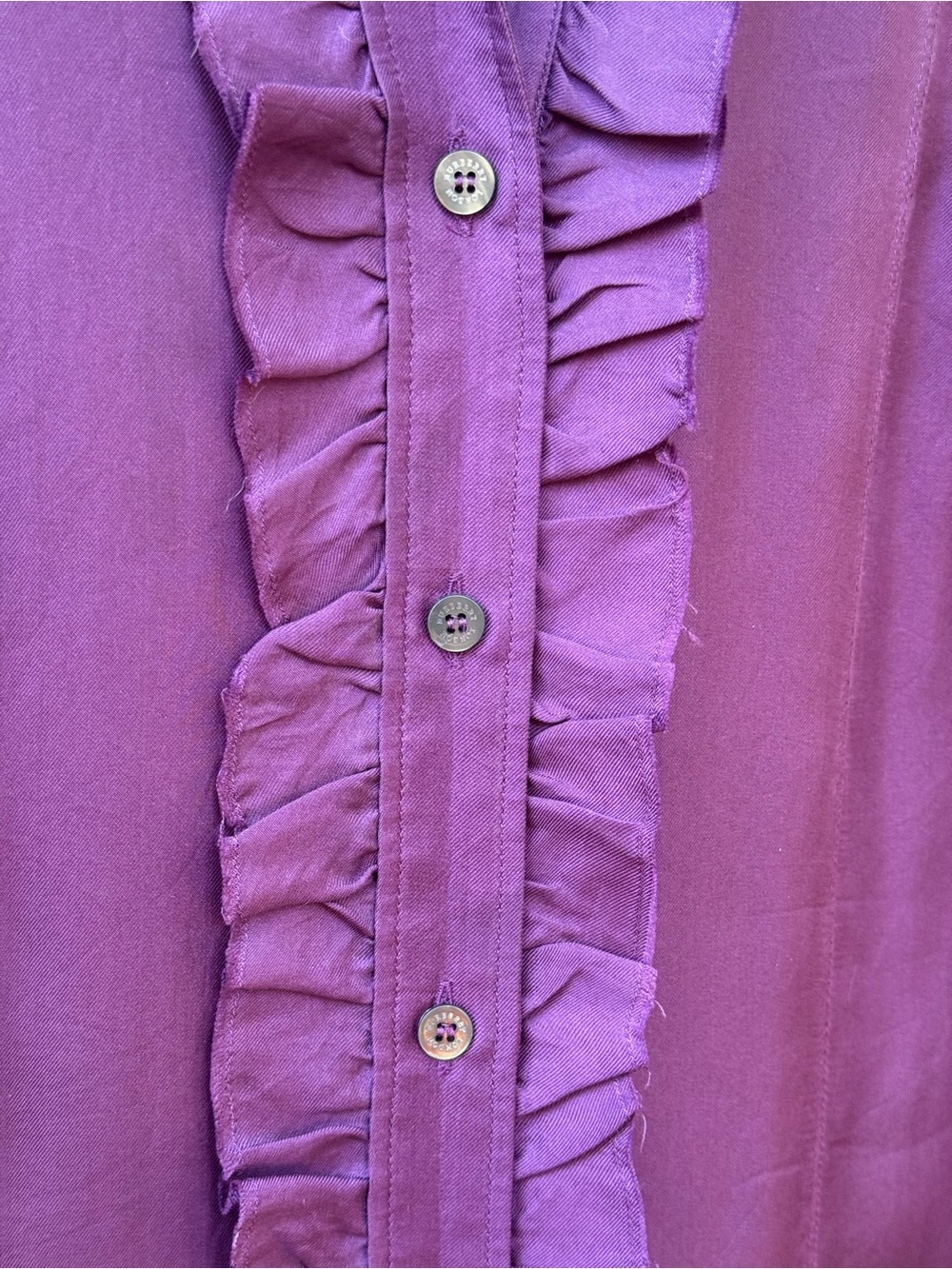 Burberry Purple Ruffled Button-Front Midi Dress - Picture 5 of 7